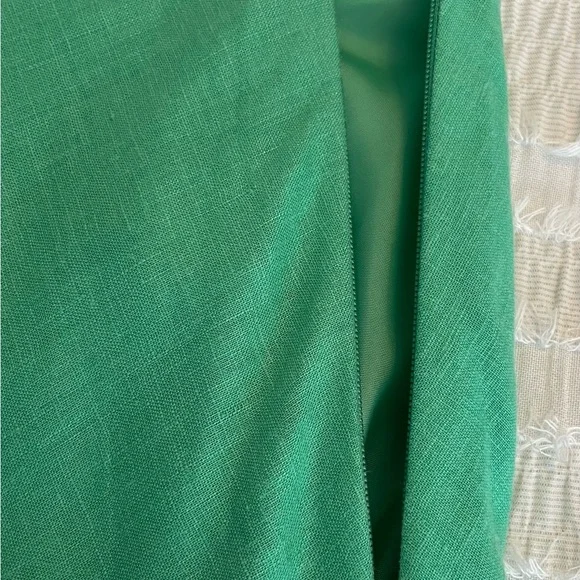 Apostrophe women’s linen blend midi A-line paisley embroidered skirt in green. - Picture 5 of 7